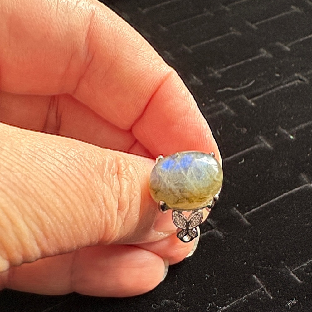 Labradorite Silver Plated Adjustable Ring - image 3